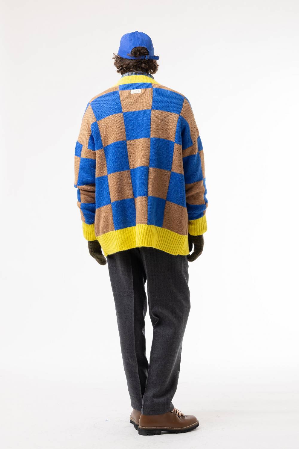 Lc23 Checkered Cardigan Camel/Blue/Yellow Offerta settimanale