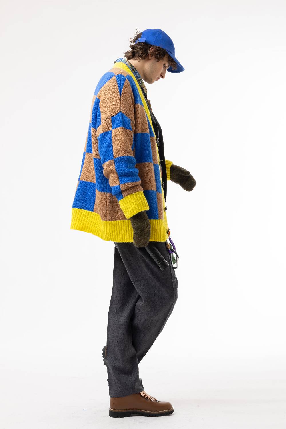 Lc23 Checkered Cardigan Camel/Blue/Yellow Offerta settimanale