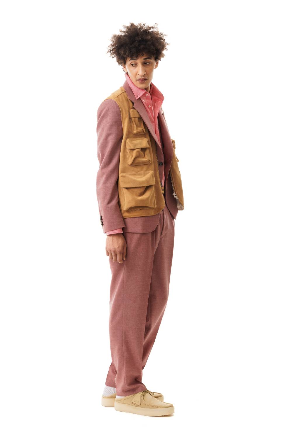 Lc23 Multipocket Suede Vest Camel Qualità