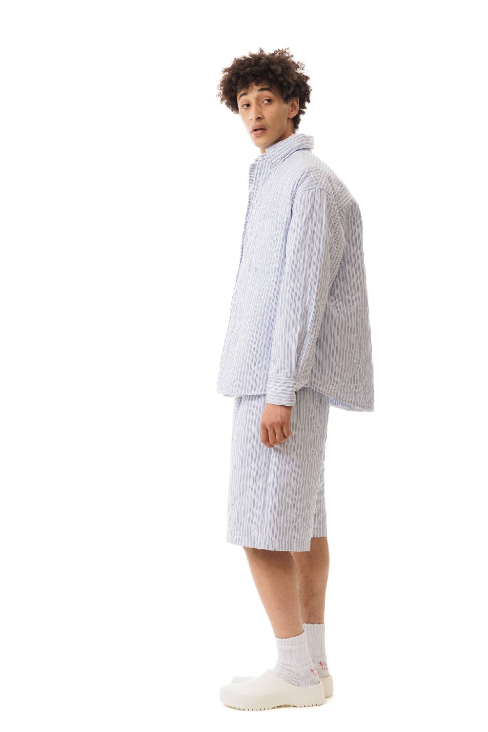 Lc23 Quilted Popeline Overshirt White-Blue Pezzi Unici