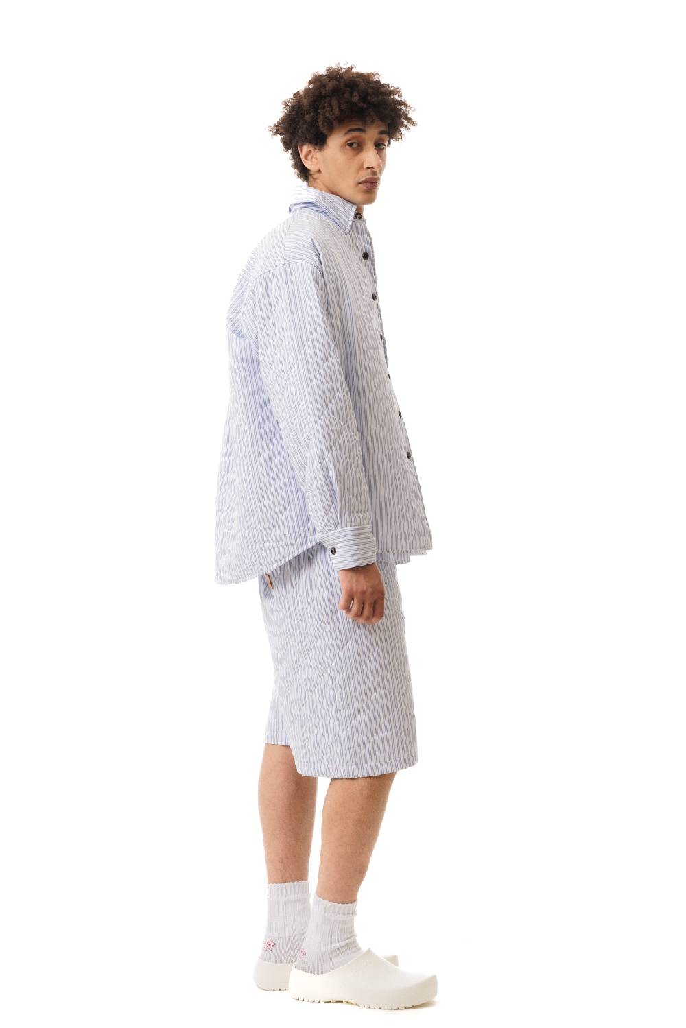 Lc23 Quilted Popeline Overshirt White-Blue Pezzi Unici