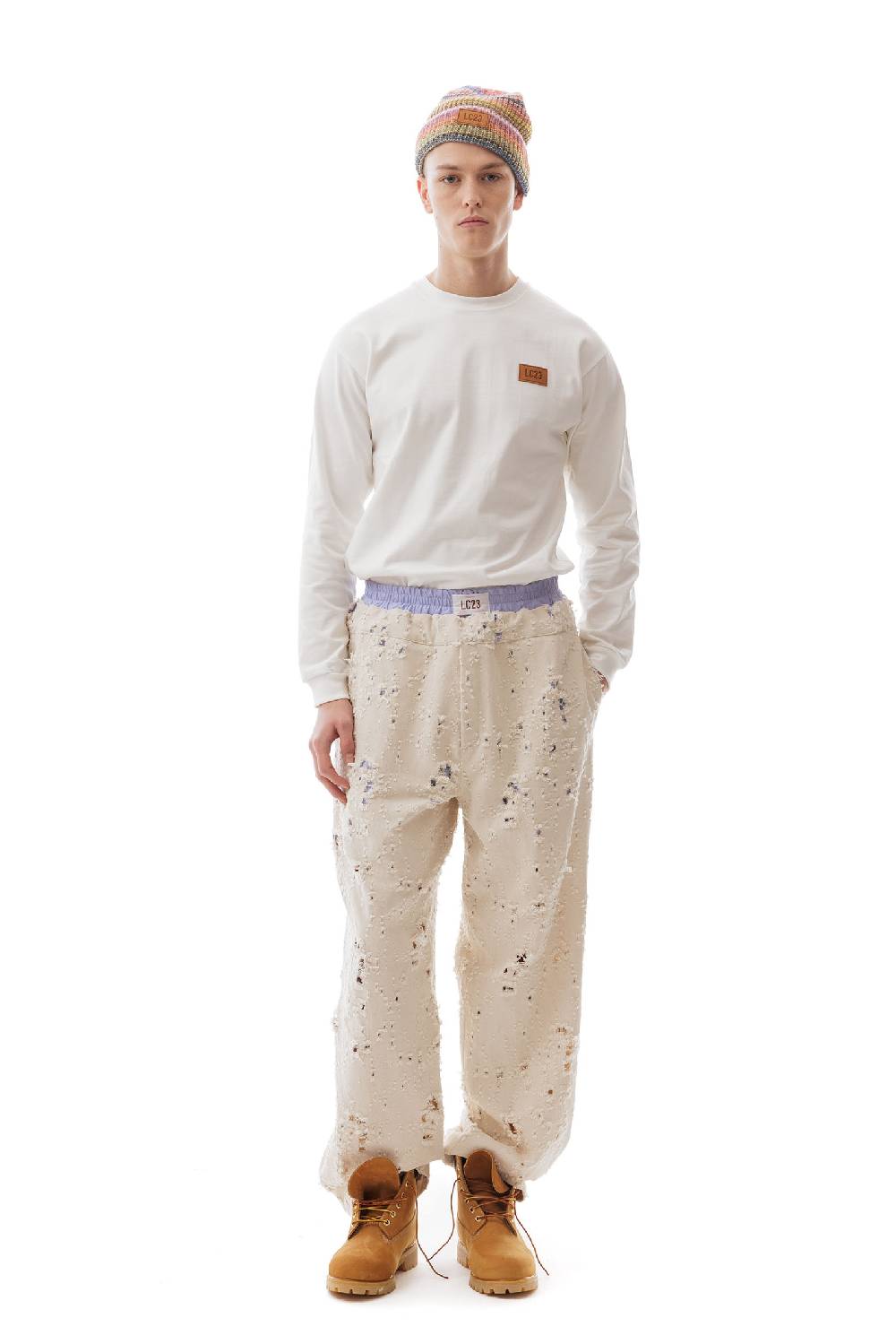 Lc23 Ripped Denim Pants Cream