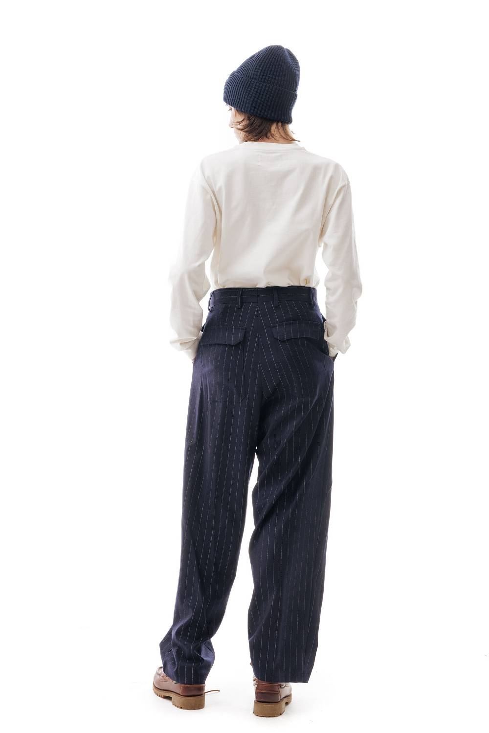 Lc23 Gessato Double Pence Trousers Navy Presa