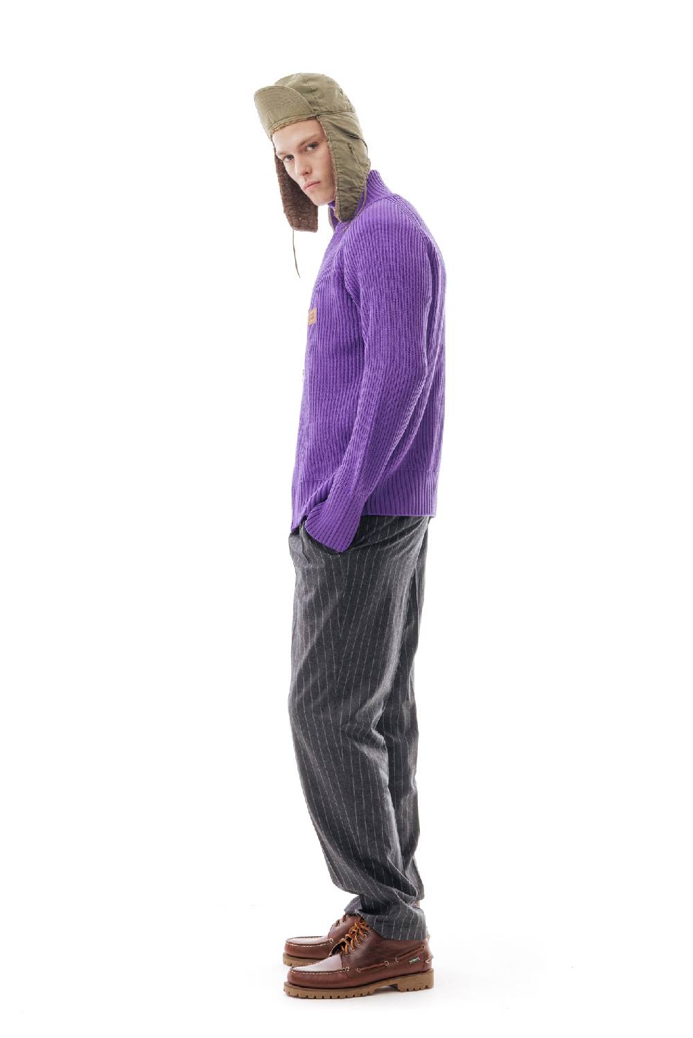 Lc23 English Knit Zip Sweater Purple Moda