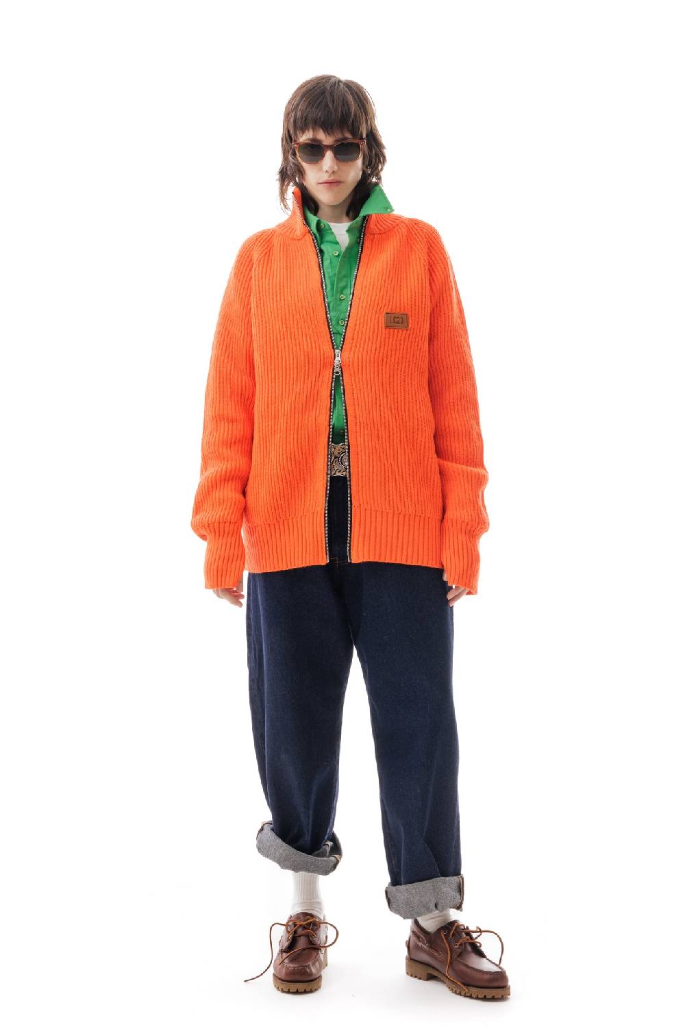 Lc23 English Knit Zip Sweater Orange