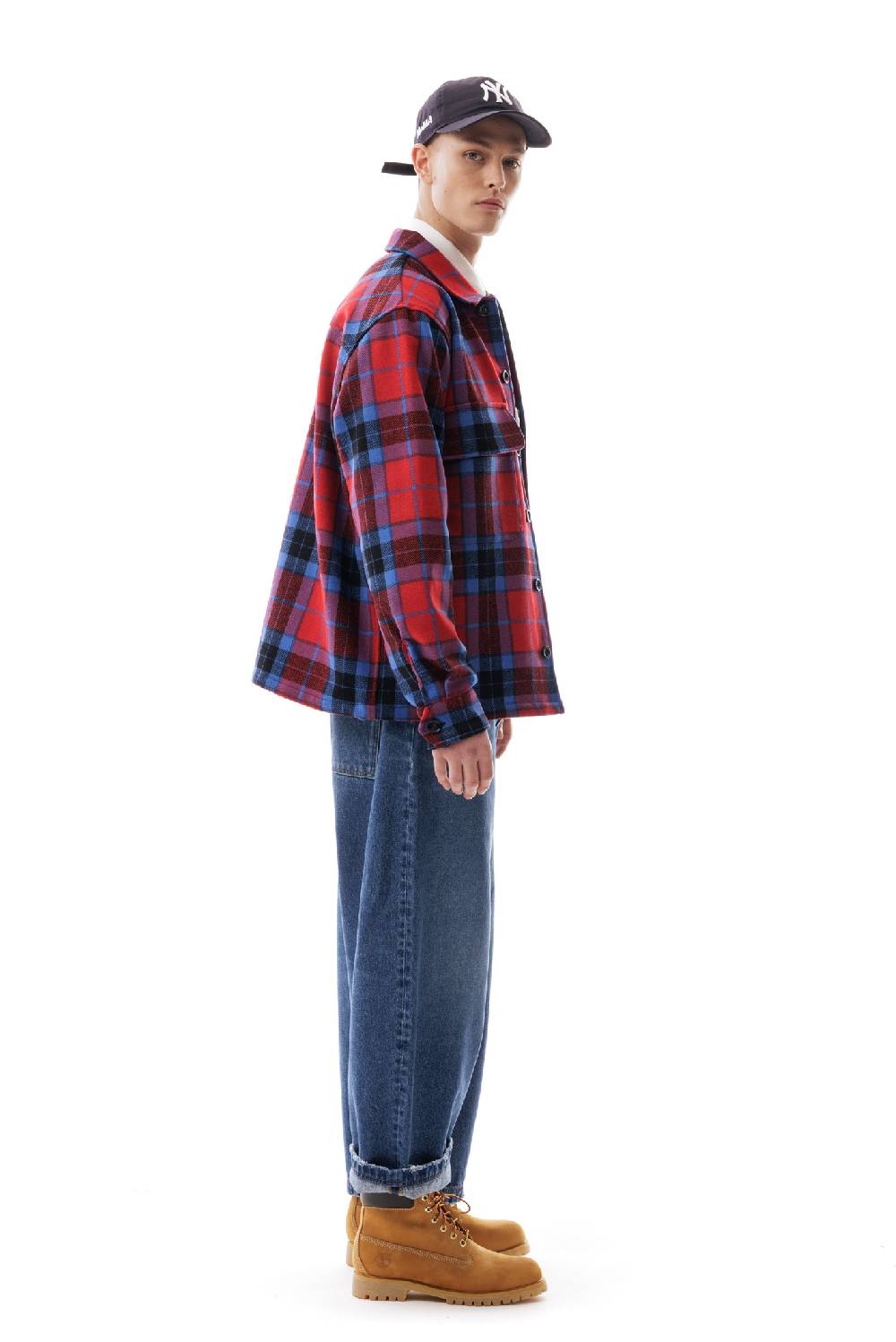 Lc23 Shetland Check Overshirt Blue/Red Fornitura limitata