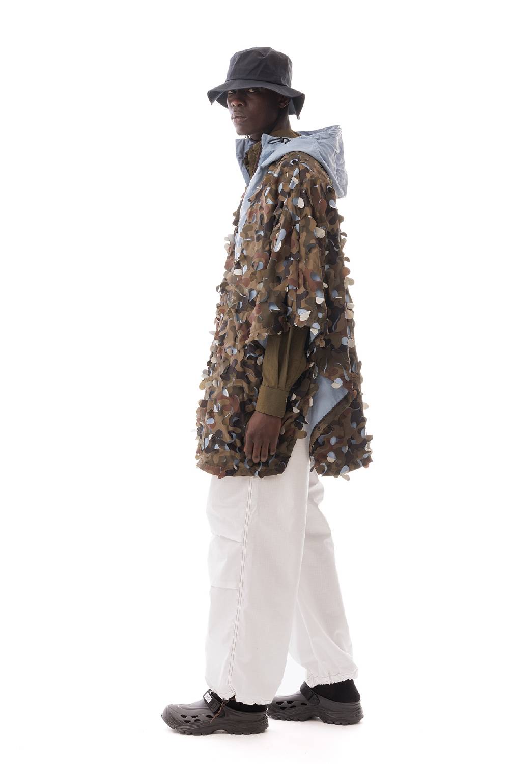 Lc23 Laserated Nylon Camo Cape Coat Officina