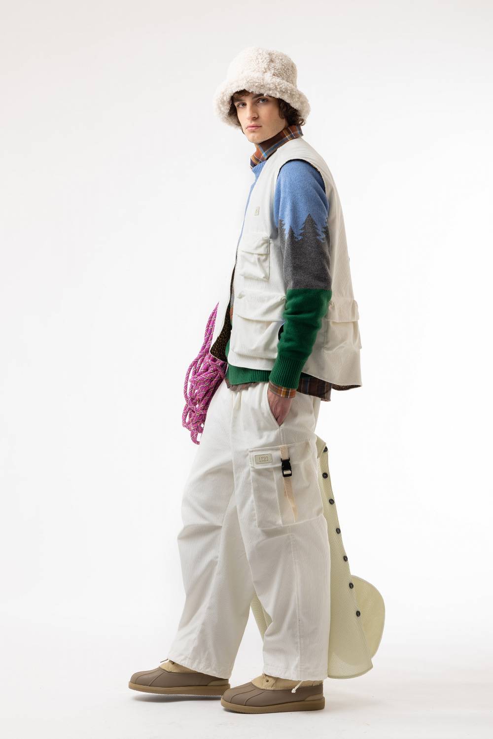 Lc23 Corduroy Cargo Pants White Prezzo Ridotto