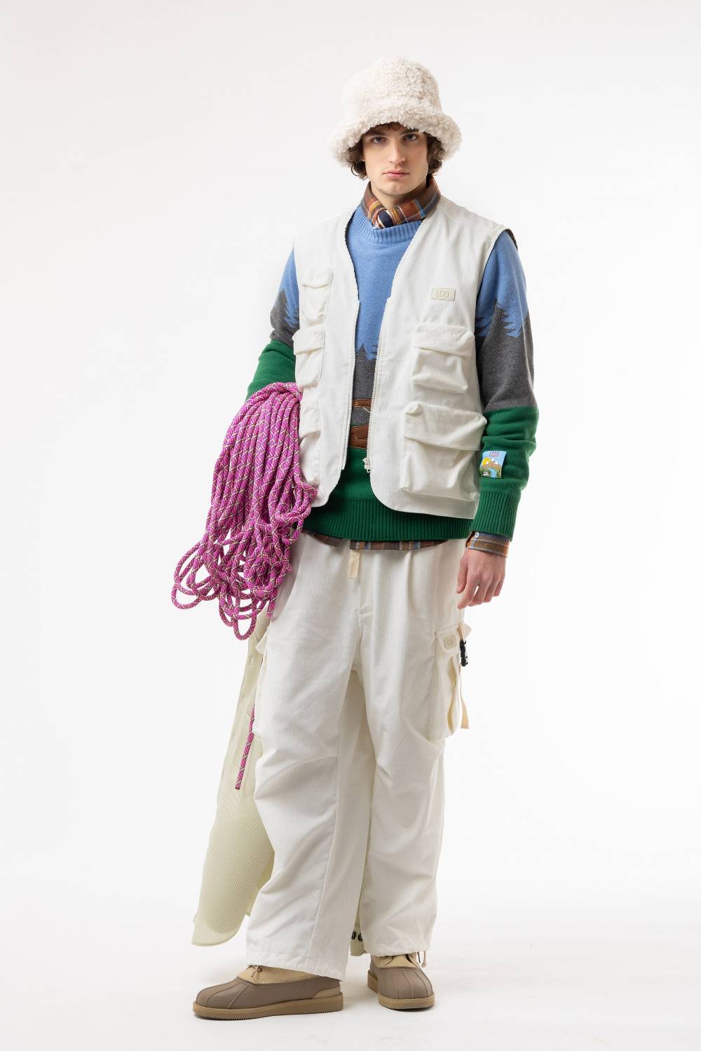 Lc23 Corduroy Multipocket Vest White