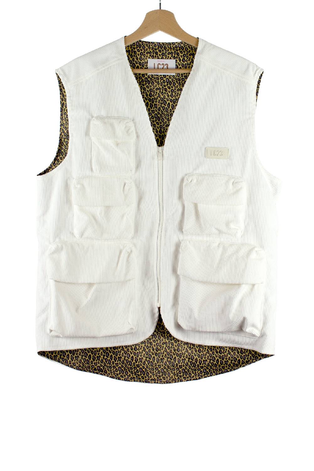 Lc23 Corduroy Multipocket Vest White Vendita Calda