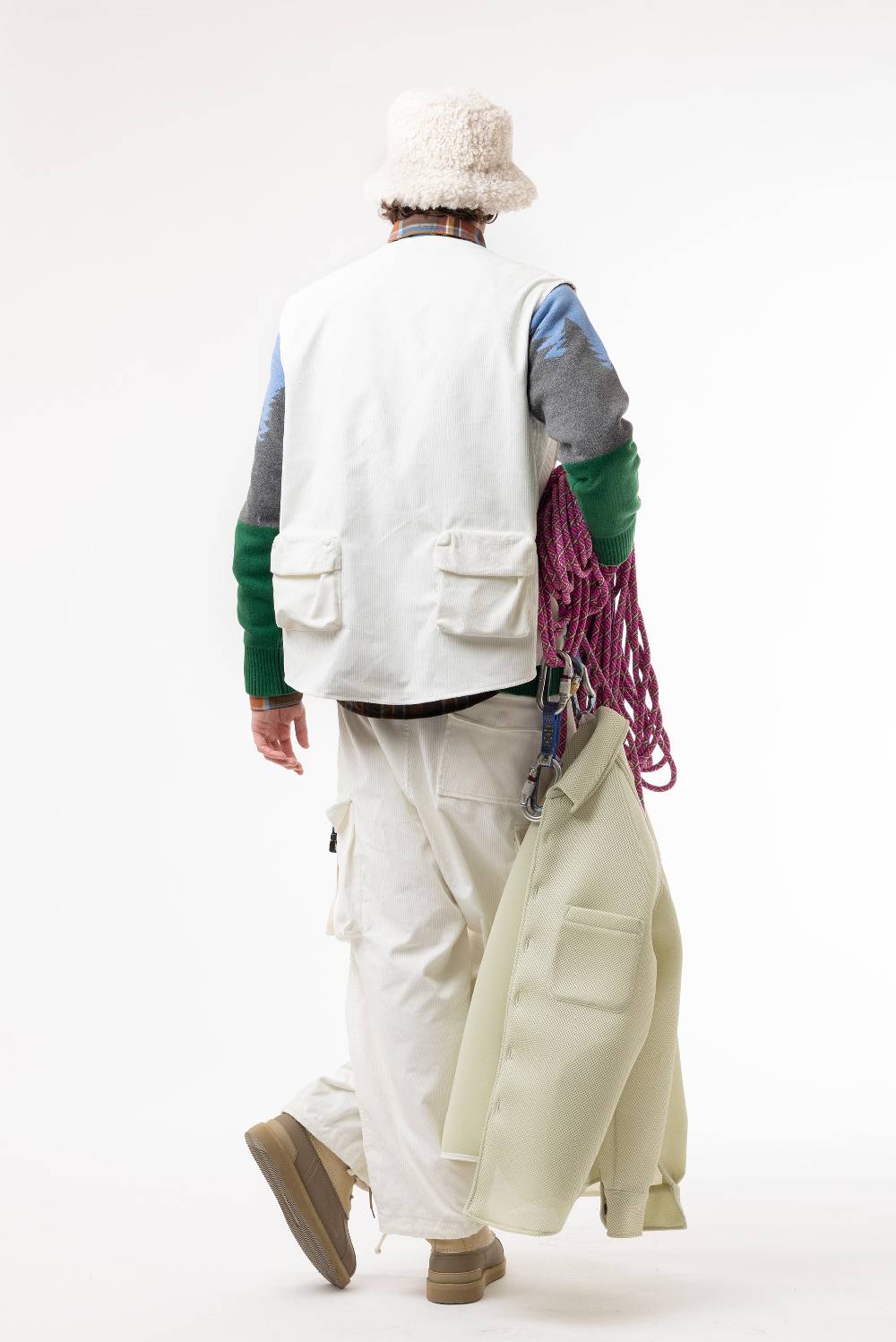 Lc23 Corduroy Multipocket Vest White Vendita Calda