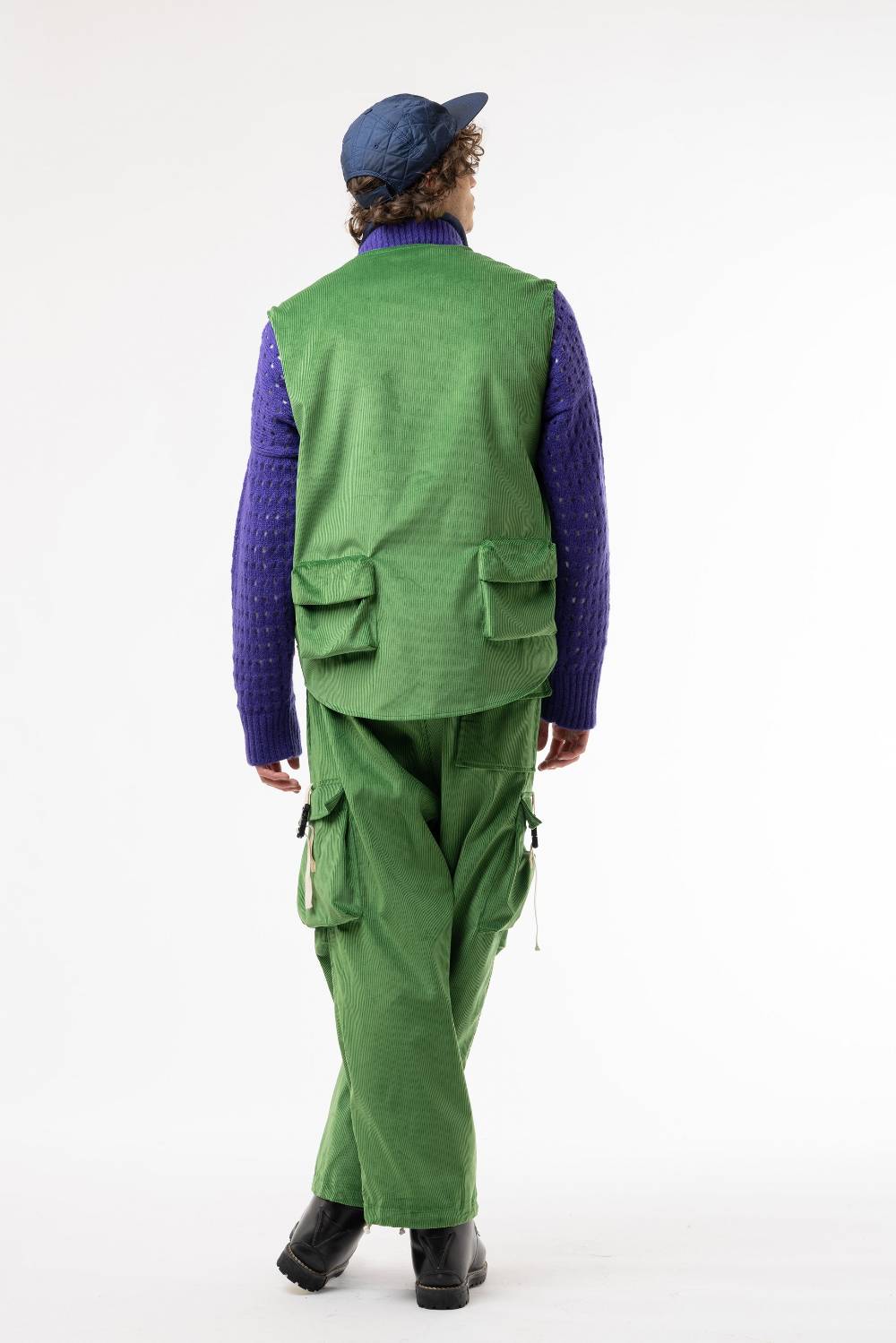 Lc23 Corduroy Multipocket Vest Green Vendita Economica