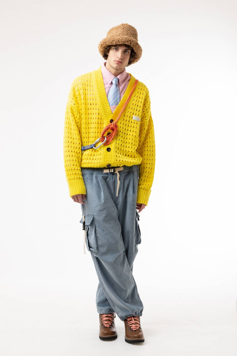 Lc23 Perforated Cardigan Yellow