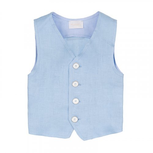 Nanán Gilet in lino azzurro Consegna Veloce