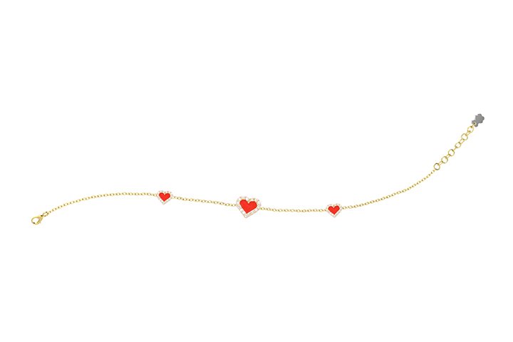 Nanán Bracciale Cuori Rossi Argento Latest stili