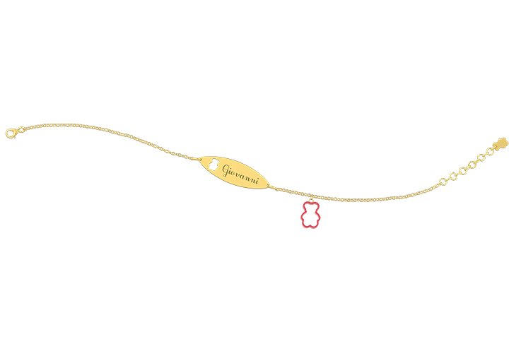 Nanán Bracciale con Targhetta - Charms orsetto rosso