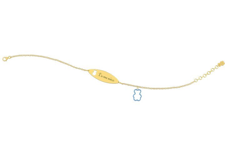 Nanán Bracciale con Targhetta - Charms orsetto azzurro