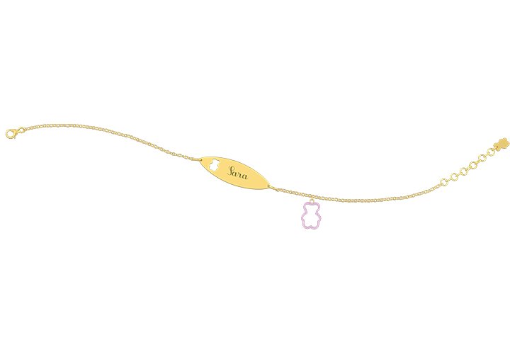 Nanán Bracciale con Targhetta - Charms orsetto rosa