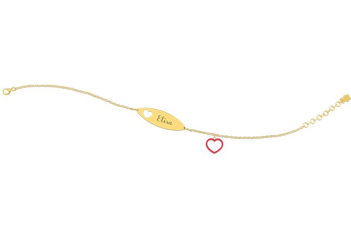 Nanán Bracciale con Targhetta - Charms cuore rossa
