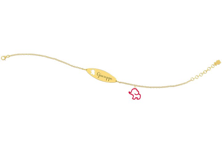 Nanán Bracciale con Targhetta - Charms elefante rosso Sostegno trimestrale
