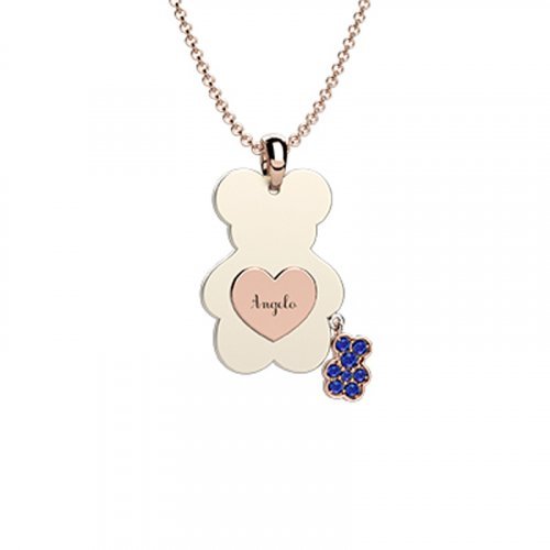 Nanán Pendente Orso Ceramica-Oro 9Kt Blu