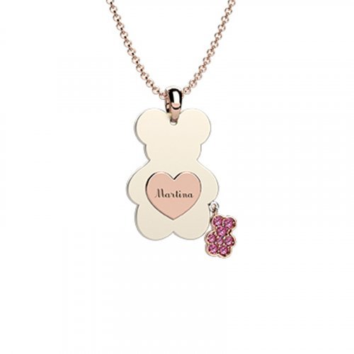 Nanán Pendente Orso Ceramica-Oro 9Kt Rosa Soddisfazione Garantita