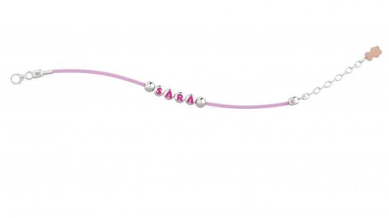 Nanán Spilla Portaciuccio con cordino rosa - Ag 925 Promozione Limitata