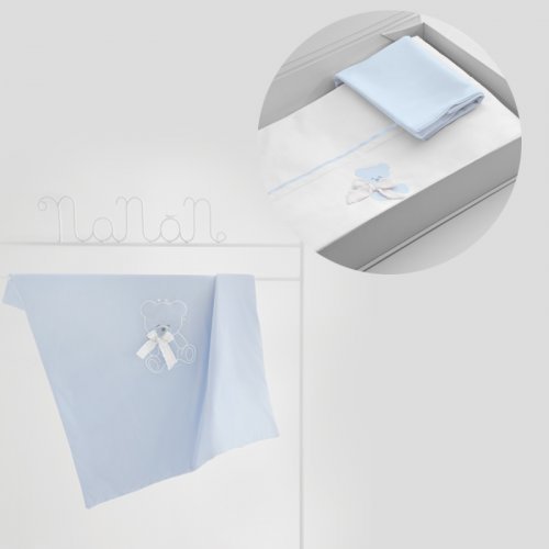 Nanán Gift Promo: Set Lenzuola carrozzina + Copertina carrozzina AZZURRO