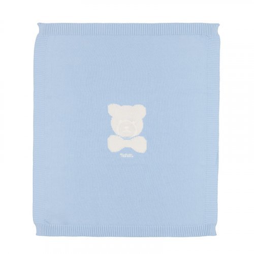 Nanán Coperta in filo azzurro con orso