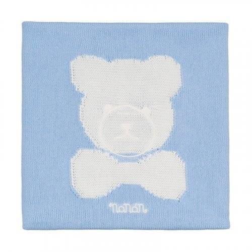 Nanán Coperta in filo azzurro con orso Soddisfazione Garantita