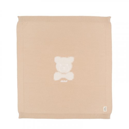 Nanán Coperta in filo beige con orso Qualità Garantita