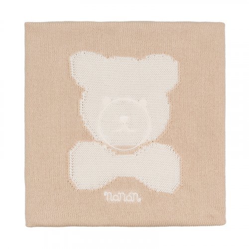 Nanán Coperta in filo beige con orso Qualità Garantita