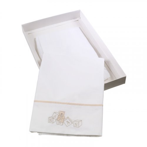 Nanán Set Lenzuola Carrozzina 3 Pz Dadini Bianco Saldi