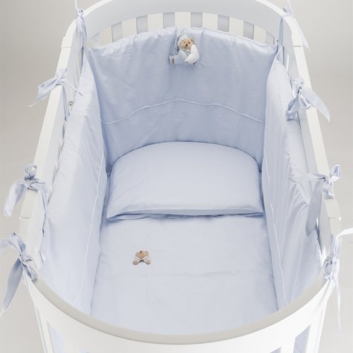 Nanán Set Piumone e Paracolpi 4pz per Lettino Ovale -Puccio Azzurro Grande vendita