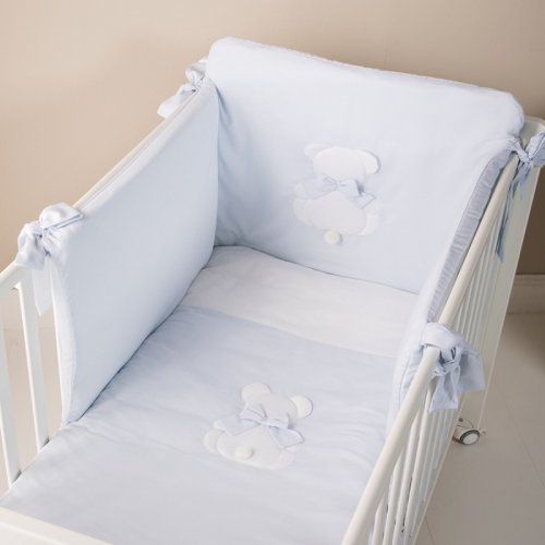 Nanán Set Piumone e Paracolpi 4pz Fiocco Azzurro