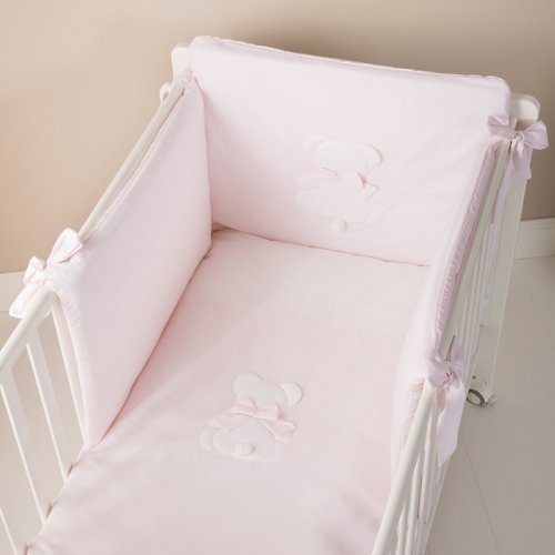 Nanán Set Piumone e Paracolpi 4pz Fiocco Rosa