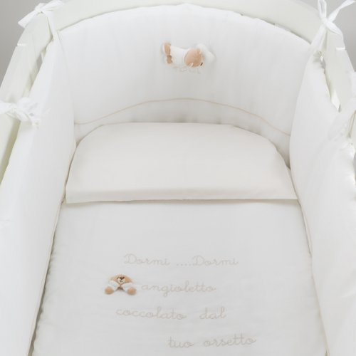Nanán Set Piumone e Paracolpi 4pz per Lettino Ovale Bianco Offerta per la Festa della Mamma