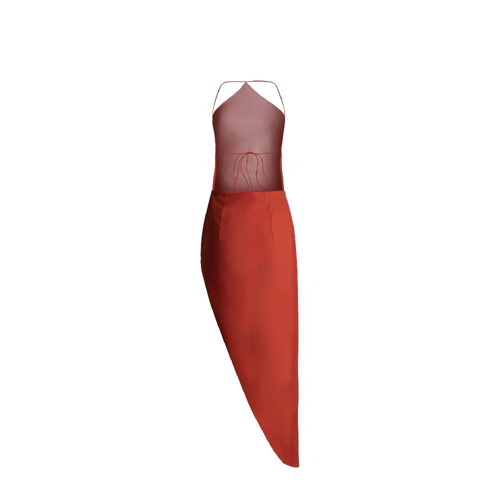 Nineminutes REVERSIBLE – THE TOMI MIDI CREPE ORANGE Saldi Di Fabbrica