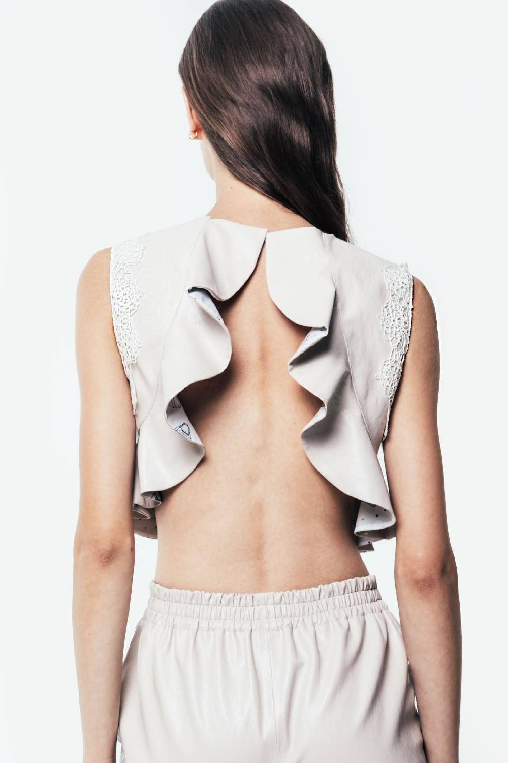 Kristina Ti ARIA - Eco-leather crop top In Saldo