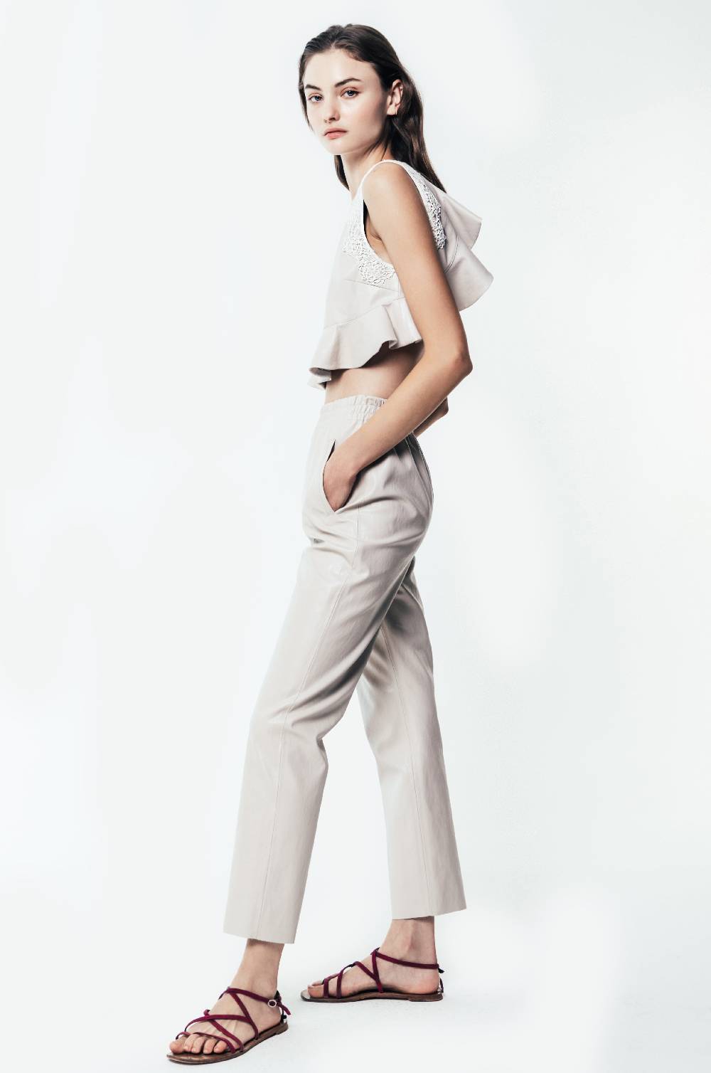 Kristina Ti ARIA - Eco-leather crop top In Saldo