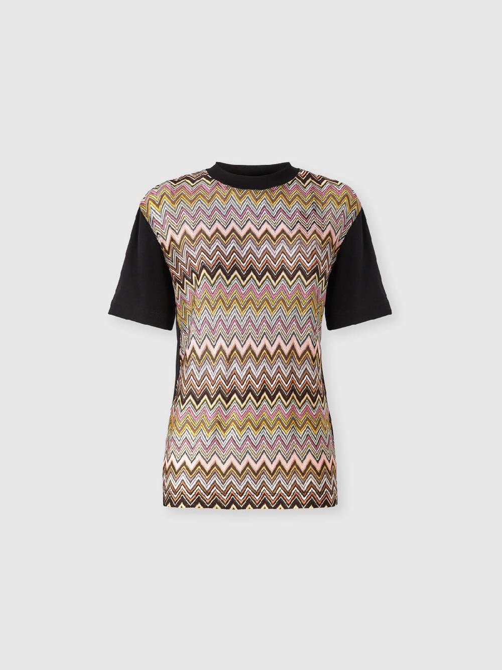 M Missoni T-shirt in jersey di cotone con inserti chevron Nuova