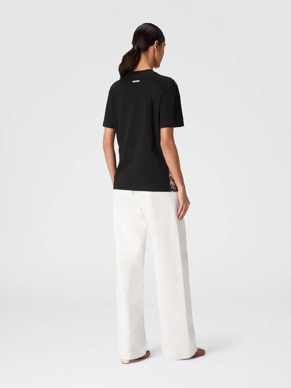 M Missoni T-shirt in jersey di cotone con inserti chevron Nuova