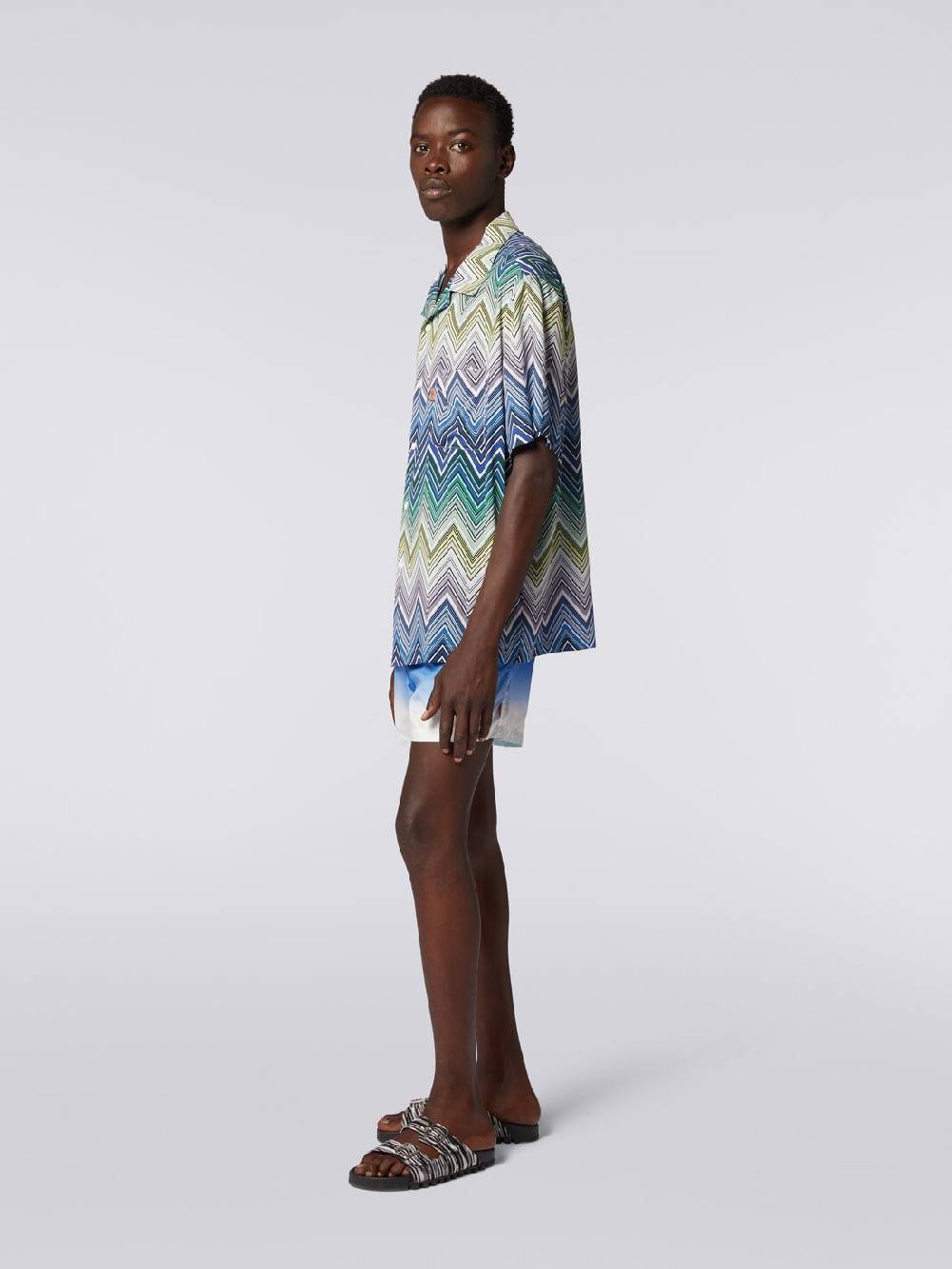 M Missoni Camicia a maniche corte in viscosa con stampa macro zig zag Moda