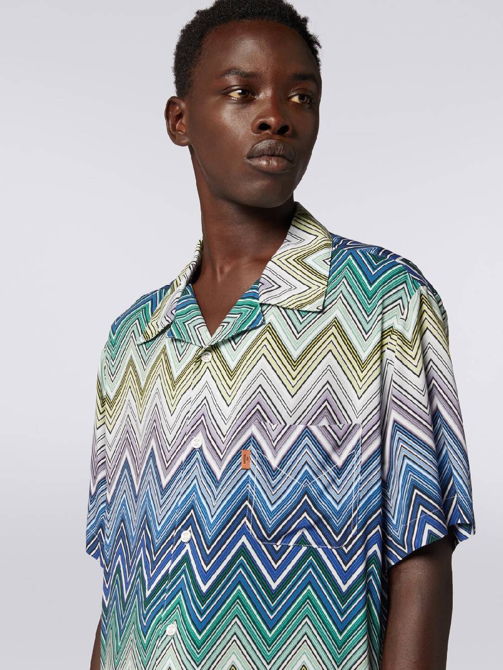 M Missoni Camicia a maniche corte in viscosa con stampa macro zig zag Moda