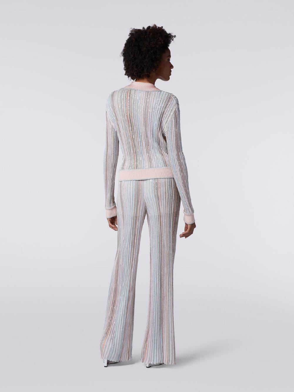 M Missoni Pantaloni in maglia a righe verticali con paillettes Offerta speciale
