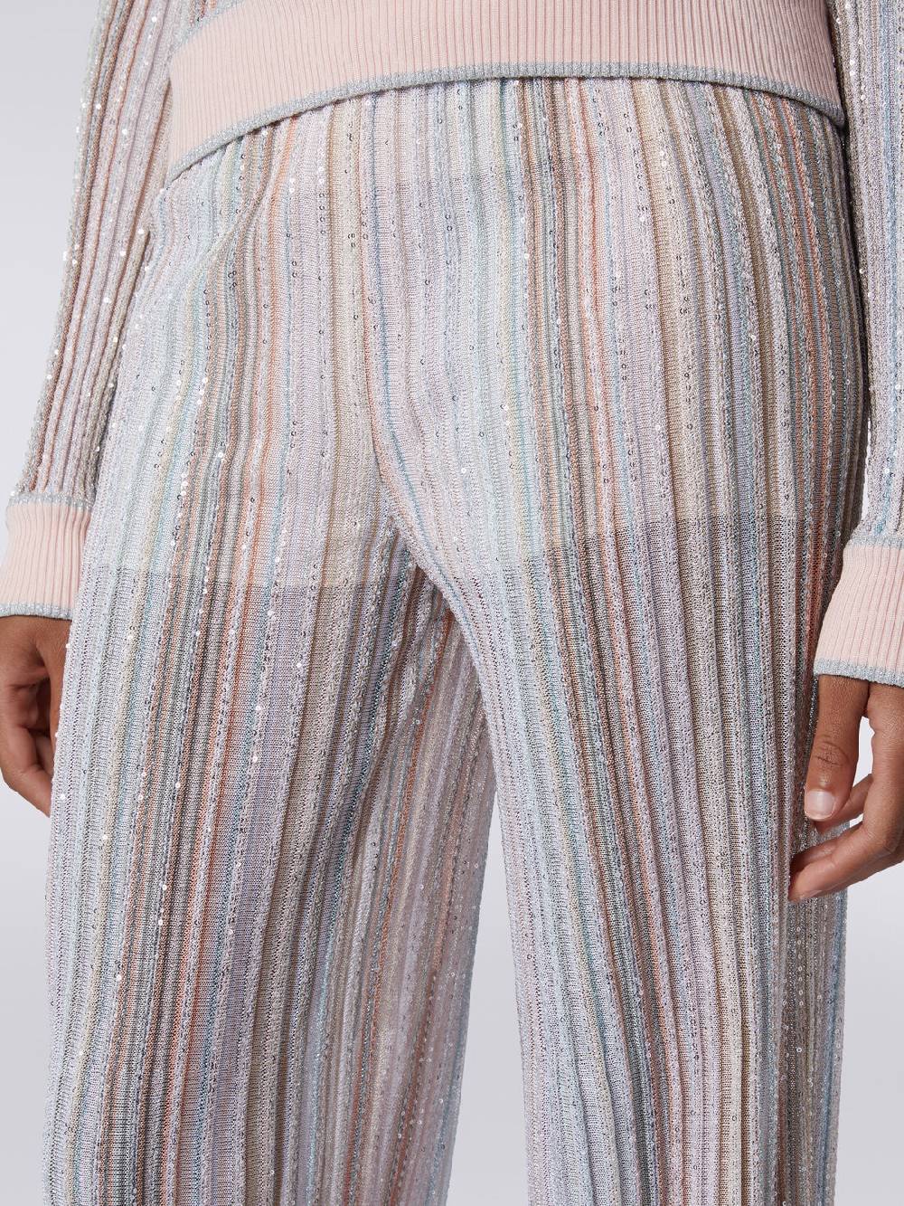M Missoni Pantaloni in maglia a righe verticali con paillettes Offerta speciale