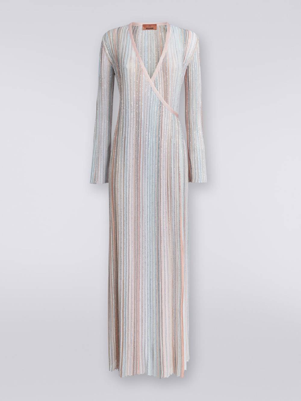 M Missoni Abito lungo con chiusura a portafoglio e paillettes Comprare a buon mercato