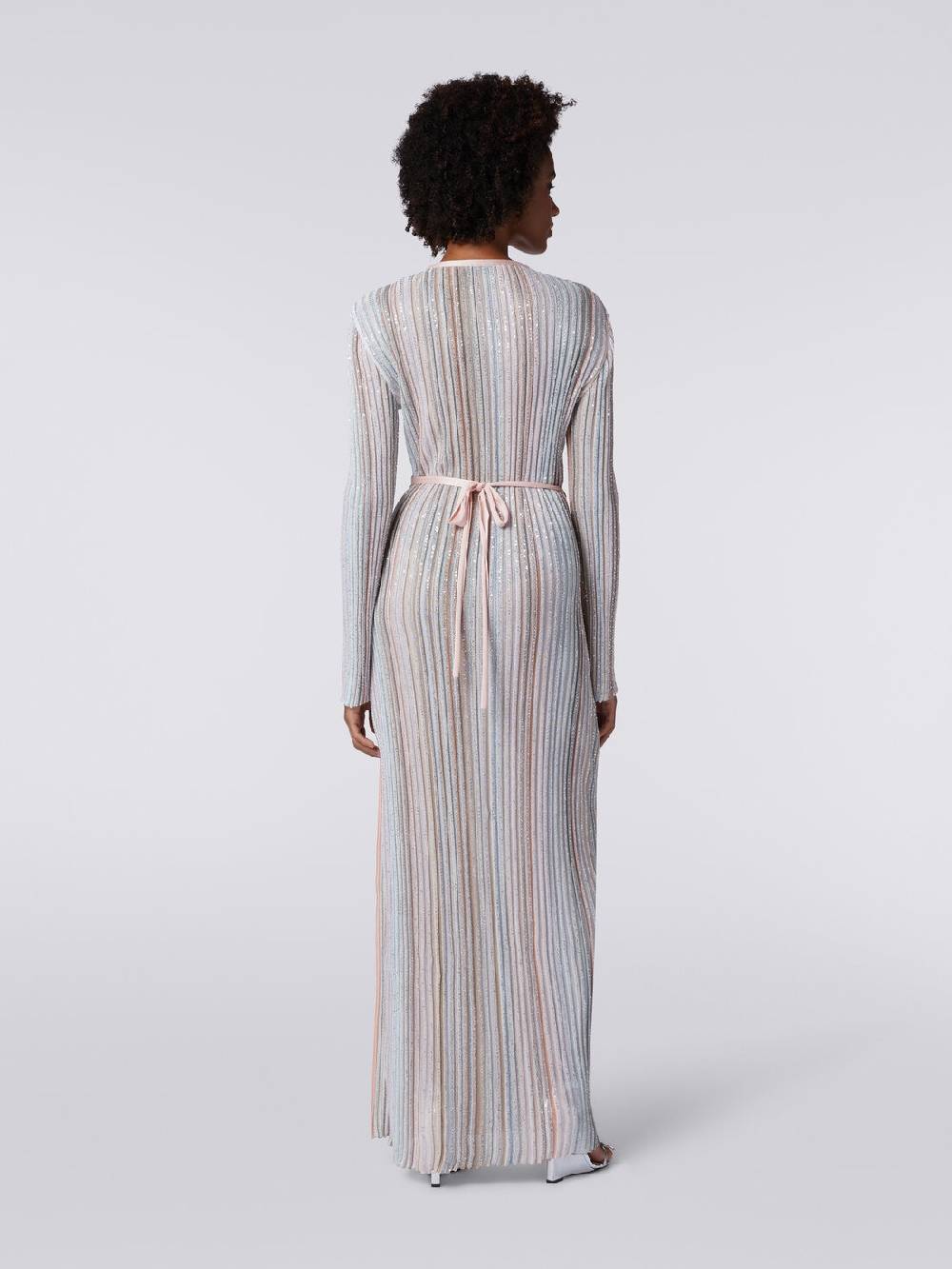 M Missoni Abito lungo con chiusura a portafoglio e paillettes Comprare a buon mercato