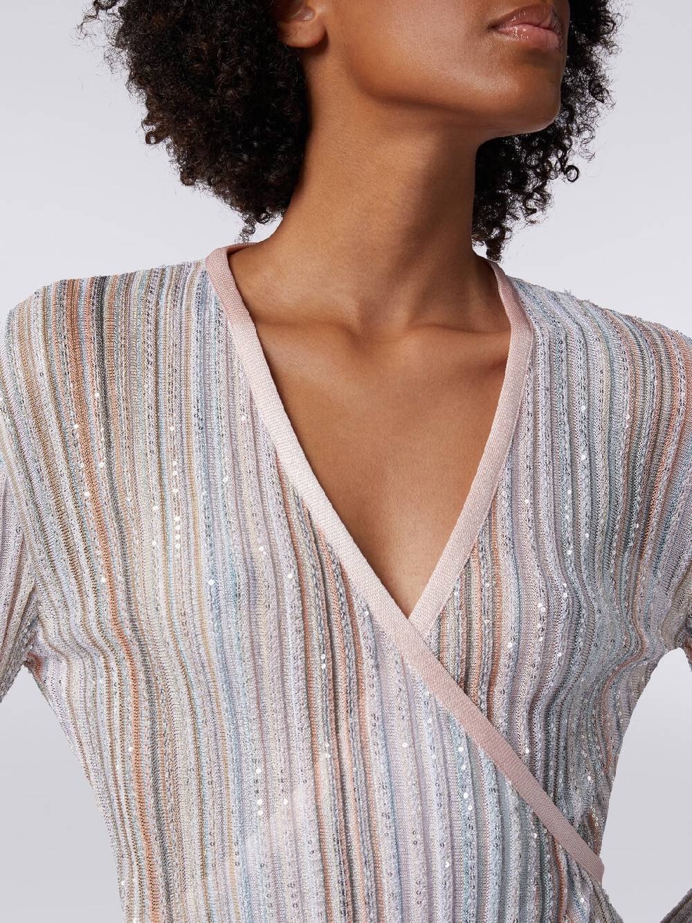 M Missoni Abito lungo con chiusura a portafoglio e paillettes Comprare a buon mercato
