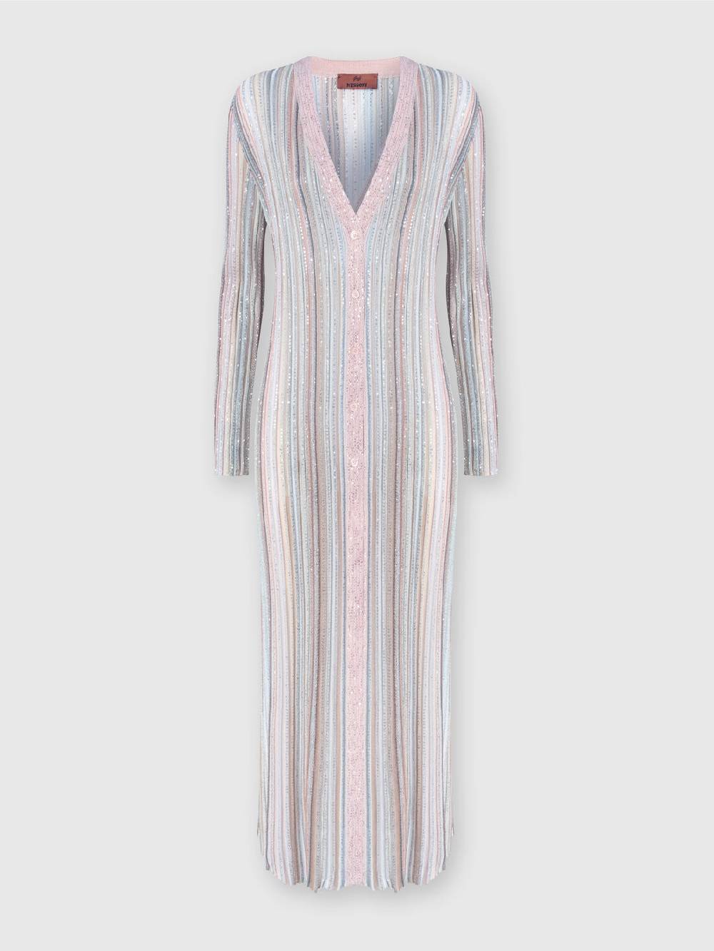 M Missoni Cardigan lungo in maglia con righe verticali e paillettes Grande vendita